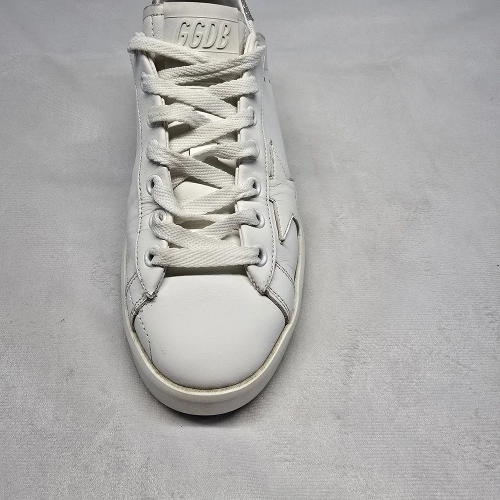 Golden Goose White Leather Pure- Star Low Top Sneakers Size 7us/37eu  Glitter - Picture 11 of 16